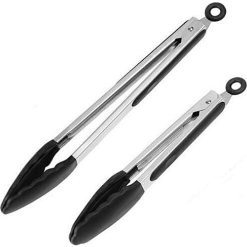 2Pcs 9in 12in Kitchen Pliers BPA-free Silicone Tip Locking Food Kitchen Tongs for Non-stick Barbecue BBQ Accessories