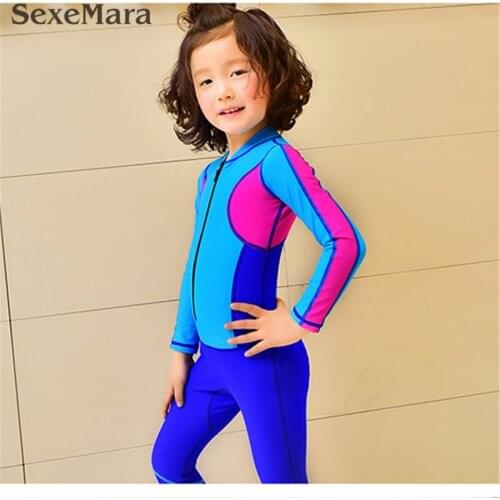 2019 kids Wetsuits Cute Pacthwork diving suit for kids with uv protection full surfing wetsuits swimwear Beach suits