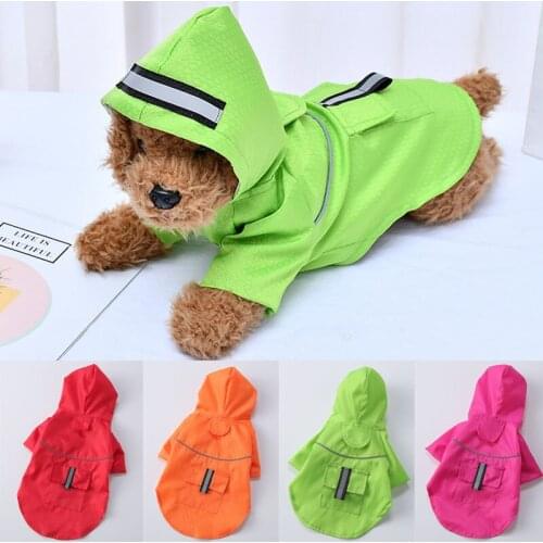 2021 Creativity Pets Clothes Hooded Raincoats Reflective Strip Dogs Rain Coats Waterproof Outdoor Breathable Net Yarn Jackets XL