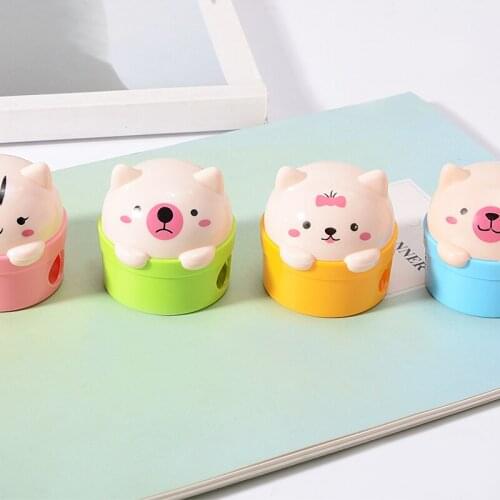 4 pcs/lot Kawaii Bear Pencil Sharpener Cute Kids Pen Sharpeners Student Cartoon Print Pencil Sharpener for Kids School Supply