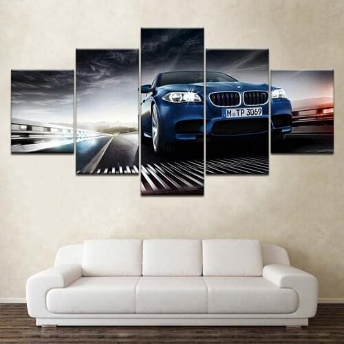 5 Panel BMW Car Wall Art Posters Modular Canvas Modern Decoration Pictures HD Prints Paintings Living Room Bedroom Home Decor