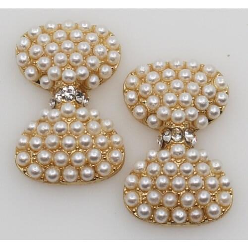 New 5pcs 19*30mm Butterfly Pearl Button DIY Wedding Invitations Wine Glasses Decorate Gold Tone Pendants Brooch Accessories