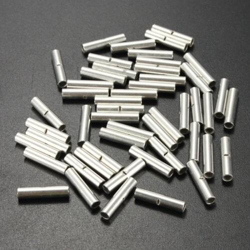 50Pcs 10-12 AWG Gauge Uninsulated Non Insulated Butt Crimp Connectors Terminal
