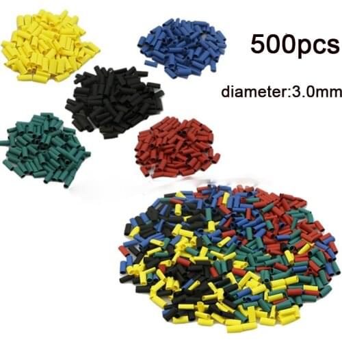 500 pcs Tubing Polyolefin multi-color Heat Shrink Wire Wrap Sleeve Car Electrical Cable Tube hot selling free shipping