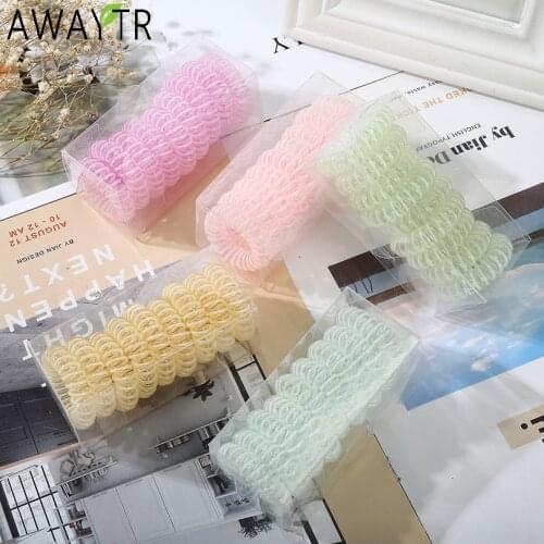 9PCS/Set Women Colorful Hairbands Elastic Scrunchies Rubber Telephone Cord Wire Line Hair Ring Ties Hair Accessories Headdress