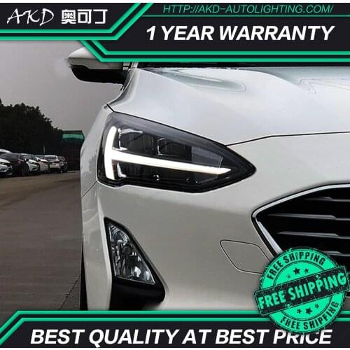 AKD For Ford Focus 2019 Headlights LED/Xenon Low Beam High Beam LED daytime running light LED sequential turn signal 1 Pair