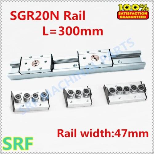 Aluminum profile built in double axis linear guide SGR20N roller slide rail L=300mm+1pcs SGB20N wheel slide block