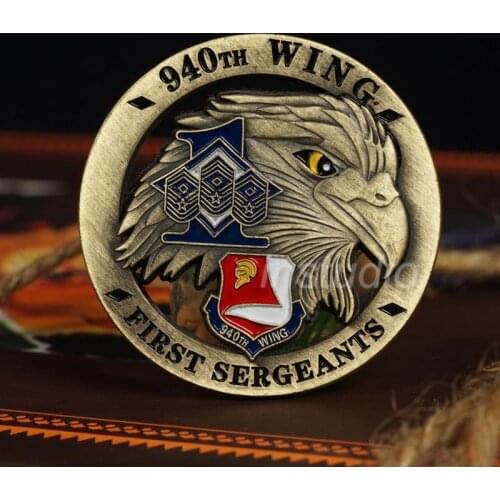 USA Army Air Force 940th Wing First Sergeants Eagle Bronze Hollow Commemorative Coins Military Challenge Collection Gifts