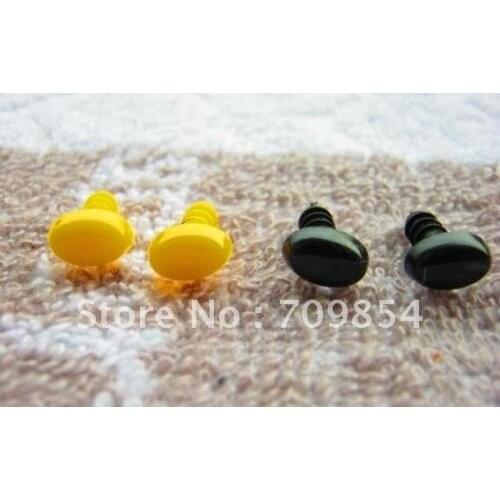 Free shipping!!! 400pcs/lot 9*6mm oval yellow and black PLASTIC SAFETY ERES toy eye toy findings