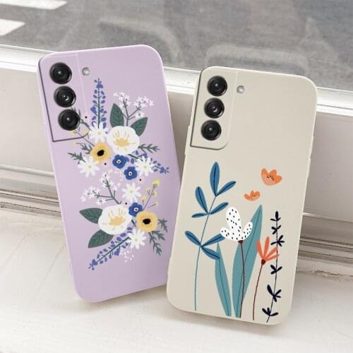 Butterfly Flowers Liquid Case For SamsungGalaxy S21 S20 FE S10 Ultra Plus S10e Note 20 ultra 10 9 Shockproof Soft Phone Cover