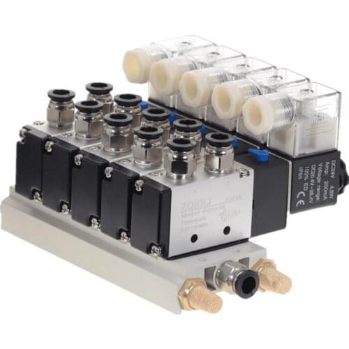 5 Way Pneumatic Combination 4V210-08 12V 24V 110V 220V 2 Position Single Head Pneumatic Solenoid Valve w Base