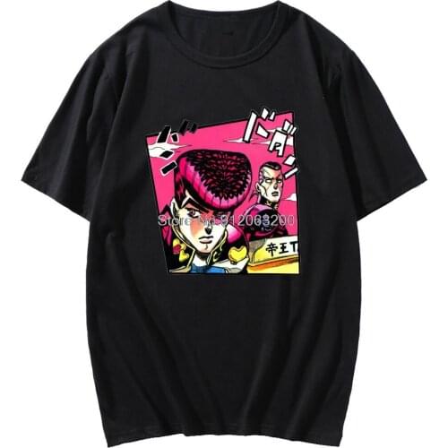 JoJo Bizarre Adventure Short Sleeve Japan Anime Kujo Jotaro T-shirt Mens Oversized Hip Hop Tshirt Female Casual Vintage T Shirt