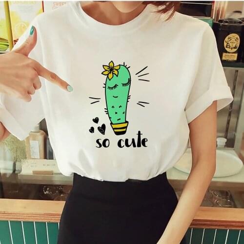 Cactus So Cute Print Women T-shirts Animated Youth Girl Modern T shirt Female Camiseta Leisucre Tee shirt New Arrivals Pretty