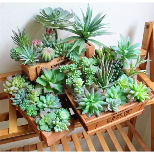 Artificial Succulents Plants Desktop Mini Small Bonsai Bedroom Living Room Ornament Party Supplies for Home Garden Decoration
