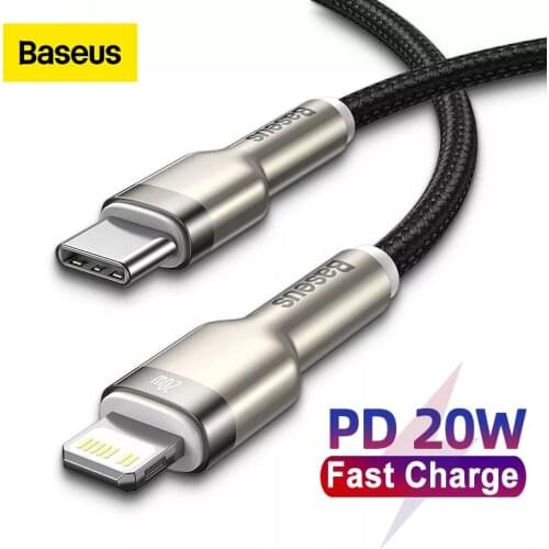 Baseus Type C Cable for iPhone 12 11 Pro Xs Max X 8 USB Type C to iPhone Cable 20W PD Fast Charge for iPad Data Cord Charge Wire