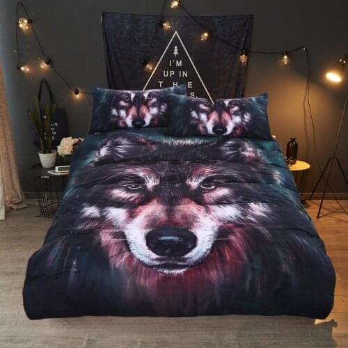 Oil painting wolf art duvet/doona cover set single twin double queen king cal king size bed linen set