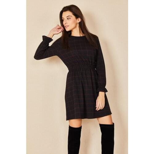 HAKKE Plaid Short Dress