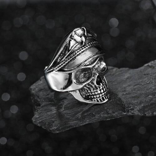Fashion Punk Skull Ring for Women Men Jewelry Gothic Biker Captain Ghost Rings Party Gifts Crystal Rings Male Cool Accessories