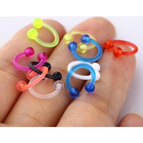 1Pcs Acrylic Nose Rings Tragus Helix Earrings Nose Hoop Ring Body Jewelry Piercing Unisex 9 colors Body Jewelry Wholesale Cheap