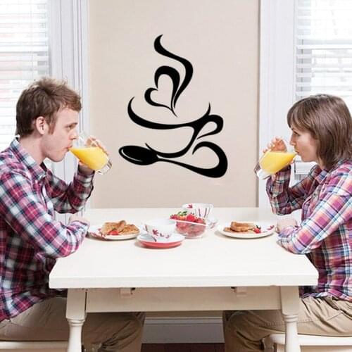 KUCADA love heart coffee wall sticker for home decoration art decal diy wallpaper kitchen decor removable WP1559
