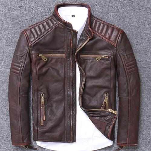 Genuine Man Motorcycle Serve Loose Coat Halley Locomotive Leather Clothing European Do Used Head Layer Jacket Cowhide