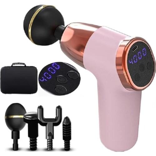 Massage Gun Deep Tissue Quiet Massager Electric Vibrator Gun Muscle Relaxation Pink Female Massage Gun Percussion Back Massager