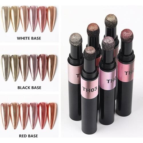 MiFanXi Rose Gold Nail Powder Cushion Pen Nail Art Glitter Muticolor Chrome Powder Decorations
