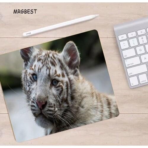 MRGBEST Mouse Pad Small White Tiger Mouse-Pad Rectangle Mice Pads with Nature Softy Eco-friendly Rubber Computer Accessories