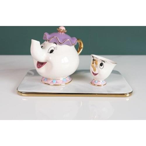 Cartoon Beauty and The Beast Teapot Gold-plated Teapot Japanese Tea Pot Mrs. Ceramic Cup Coffee Mug Set Pot Tea Pot Set
