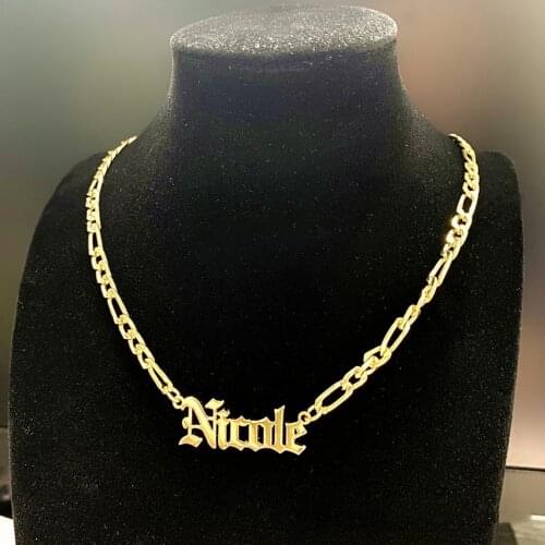 Men Chain Custom Name Pendant Necklace Old English Letter Initial Necklaces Women Jewelry Personalized Bridesmaid Christmas Gift