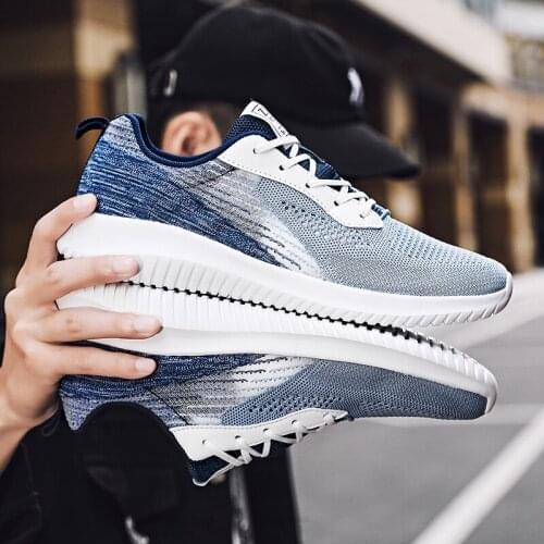 Men Knit Sneakers Breathable Athletic Running Walking Gym Shoes 2021 Comfortable Sport Shoes Lightweight Quality Mesh Zapatos 44