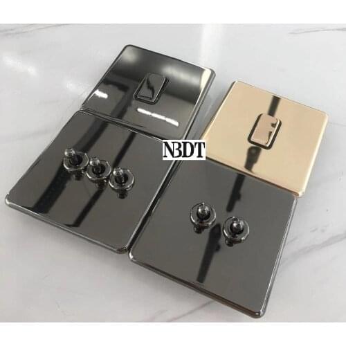 86MM Wall Mount 1G 2G 3G Shiny Black Nickel Stainless Steel Push Button Toggle Switch