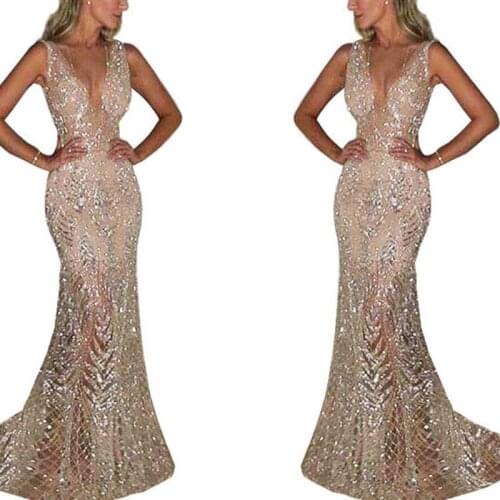 New Elegant Woman Plus Size XXL Slim Embroidery Sequins Party Long Dress Suitable for Formal Parties
