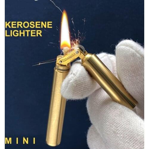 New Brass Kerosene Nunchakus Lighters Windproof Mini Retro Grinding Wheel Ignition Flint Free Fire Gadgets for Men Smoking Toy