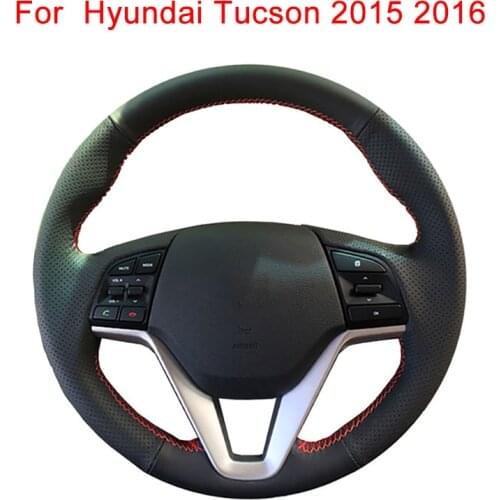 Customize Car Steering Wheel Cover For Hyundai Tucson 2015 2016 Leather Braid For Steering Wheel