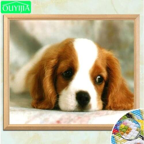 OUYIJIA Sleeping Dog Painting 5D DIY Diamond Embroidery Painting Full Square Rhinestones Mosaic Handwork Cross Stitch Kits