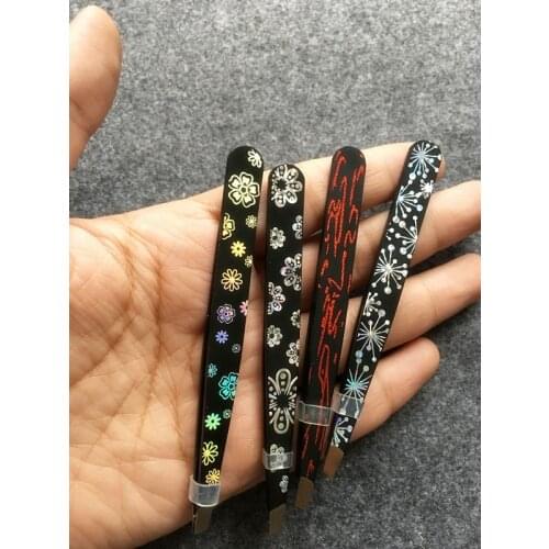 Eyebrow Tweezer Clip Flower Pattern Beauty Tools Slant Tip For False Eyelashes Hair Remover Forcep Facial Face Nose Makeup Tool