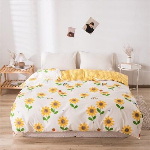 Cartoon Sunflowers Pattern Duvet Cover Quilt Cover Printed Comforter Case Single Double 150x200cm 180x220cm 200x230cm 220x240cm