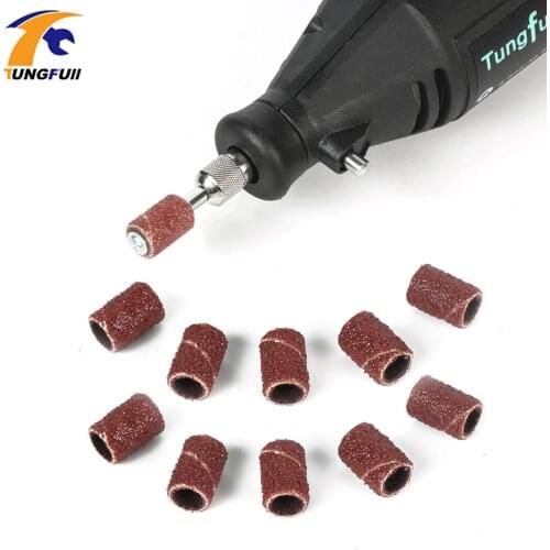 Tungfull Woodworking 11pcs/Lot Sanding Bands 6.35mm With Drum Sander For Drill Bits Machine Grinding Sand Ring Dremel Accessorie