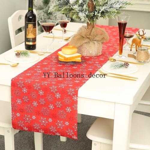 Table Cover 1PCS Christmas Party Decor Table Runner 270x28cm Christmas Large Tablecloth Decoration Winter Holiday Snowflake