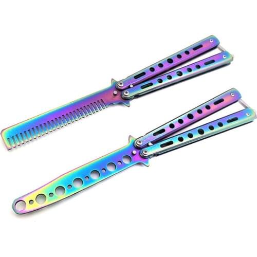Foldable Training Knife Camouflage Stainless Steel Butterfly Knife No Edge Beginner Practice Dull Butterfly Comb Unedged Cosplay