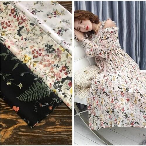 Broken beautiful cloth thin material soft elastic crepe fabric printing new DIY clothing fabric / 1 m