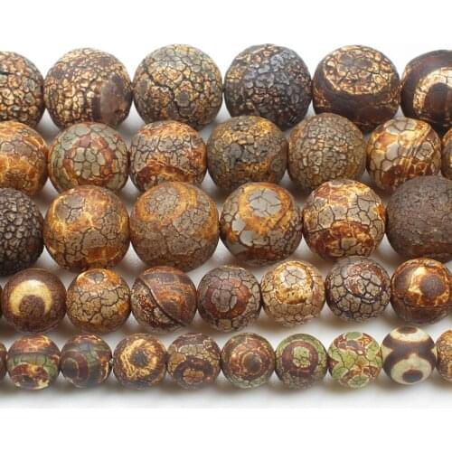 Old Ancient Dzi Agates,Crackle Brown 3eyes , 8-14mm Round Beads ,Wholesale For DIY Jewellery Free Shipping