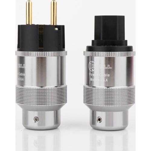 Pair Hi-End Krell Gold Plated EU Power Plug IEC Audio Connector HiFi AC Power Cord Plugs For Audiophile DIY Mains Cable