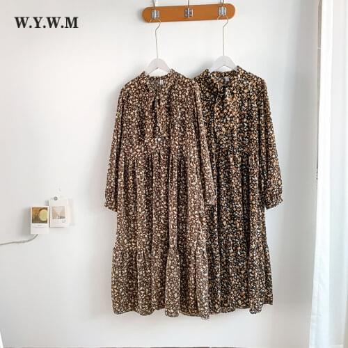 WYWM Vintage Floral Print Dress Women Boho Casual Beach Chic Female Dresses Summer 2021 Long Sleeve A Line Mini Dress Sundress