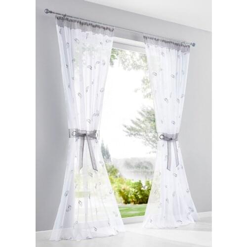1 piece 140cm Width Feather Grey Tulle window screening Balcony Sheer Curtains Bedroom Living Room Window Blind Decoration