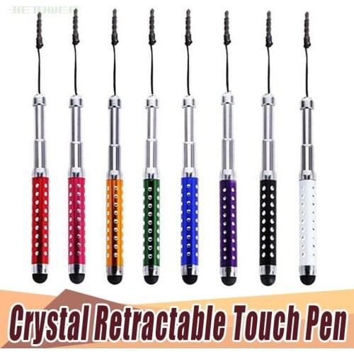 100pcs/lot Universal Crystal Stylus Retractable Capacitive Pen Screen For Iphone Mobile Phone Tablets Touch Screen Stylus Pen