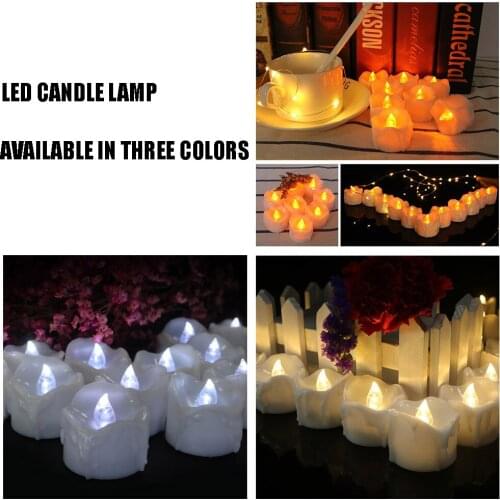 12 Fixed-Time LED Rlectronic Candle Lights Christmas Halloween Wedding Decoration Creative Tea Wax Three Colors Optional