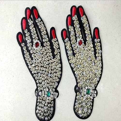 2Pcs Sequins Hand Beaded Patch for Clothing Sewing on Sequin Applique Clothes Shoes Bags Decoration Patch DIY Apparel