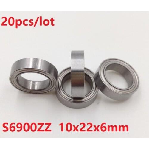 20pcs/lot ABEC-5 S6900ZZ S6900 ZZ ball bearing 10x22x6 mm Stainless Steel Deep Groove Ball Bearing 10*22*6